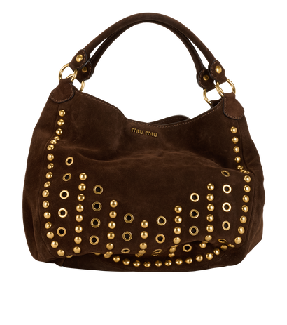 Shoulder Hobo Bag, &pound;395, Handbags, Brown, Suede, Front view